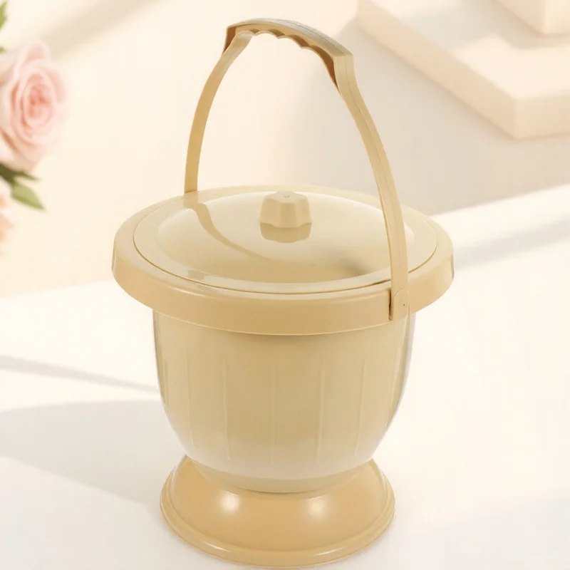 กระโถนปัสสาวะแบบมีฝาปิด 1 ชิ้น แบบพกพา สำหรับผู้ใหญ่ ทนทาน เหมาะสำหรับใช้ในบ้าน กลางคืน เดินทาง เด็ก ผู้สูงอายุ และผู้พิการ