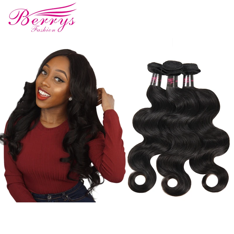 Berrys Fashion Peruvian Body Wave 10-28inch Unprocessed Virgin Hair Bundles 3 PCS/Lot 100% Human Hair Extensions Natural Color