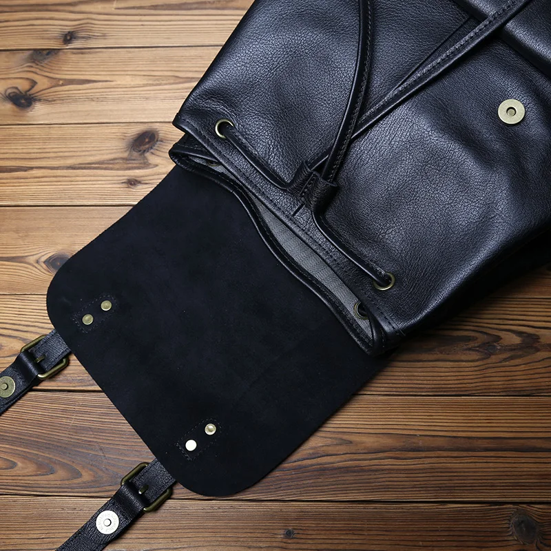 NZPJ Herren-Rucksack aus echtem Leder, lässige Herrentasche, natürliches Rindsleder, Büchertasche, Laptop-Computertasche, Rucksack mit großer Kapazität – Detail 12
