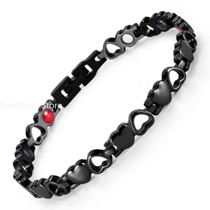 Heart Shape Health Magnetic Bracelet For Women  Anti-radiation Care Stainless Steel Bracelets Bangles with Health Germanium