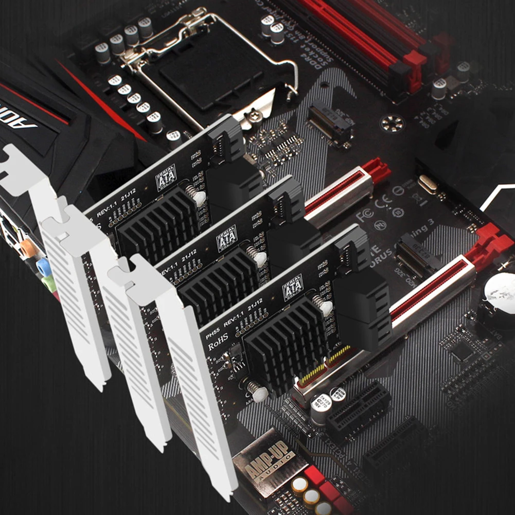 PCI-E To SATA Expansion Card Supports Cascaded Trim PCIe X4 To SATA3.0 Expansion Adapter Card for Desktop PC
