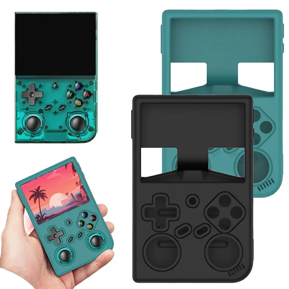 Silicone Protective Case  for ANBERNIC RG 35XX Pro with Lanyard Tempered Glass Game Console Shockproof Cover HD Screen Protector