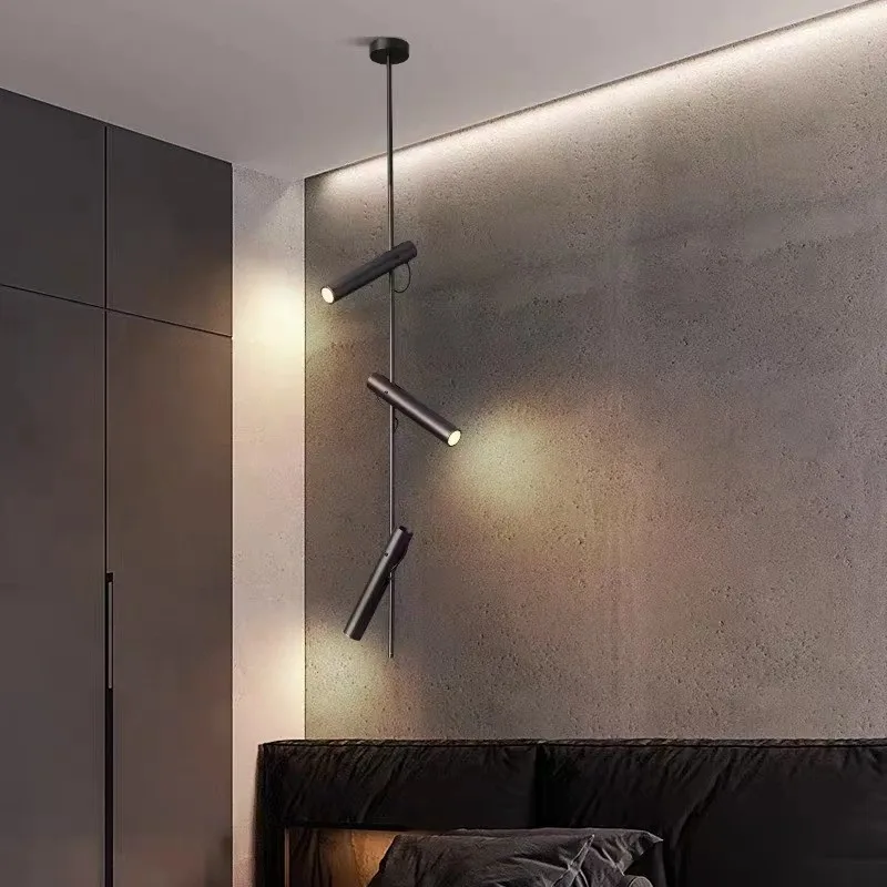 Lampadario minimalista a LED nero lampadina Gu10 ferro acciaio girevole salotto camera da letto lampada a sospensione 1/2/3 teste Dropshipping