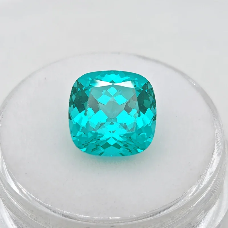 Lab Grown Paraiba Cushion Cut Neon Blue Color Gemstone for DIY Jewelry Making Inlay Ring Necklace Selectable AGL Certificate