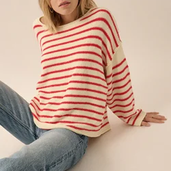 Gaono Casual Women Oversized Striped Sweater Color Block Knit Long Sleeve Sweatshirt Loose Pullover Y2K Preppy Jumper