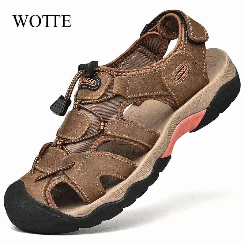 

Summer Men's Sandals Leather Sandals Men Beach Shoes Rome Designer Men's Sandals Outdoor Men's Wading Shoes Soft Bottom Sandalia