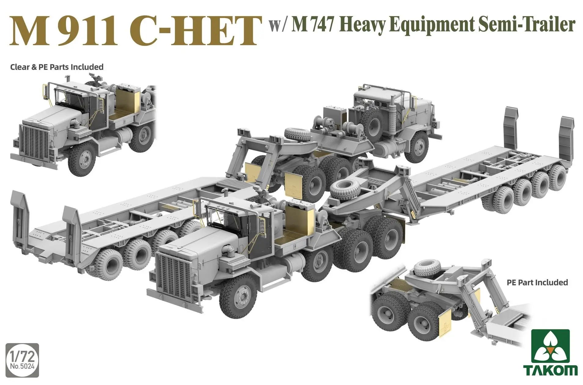 TAKOM 5024 Escala 1/72 M911 C-HET con kit de modelo de semirremolque de equipo pesado M747