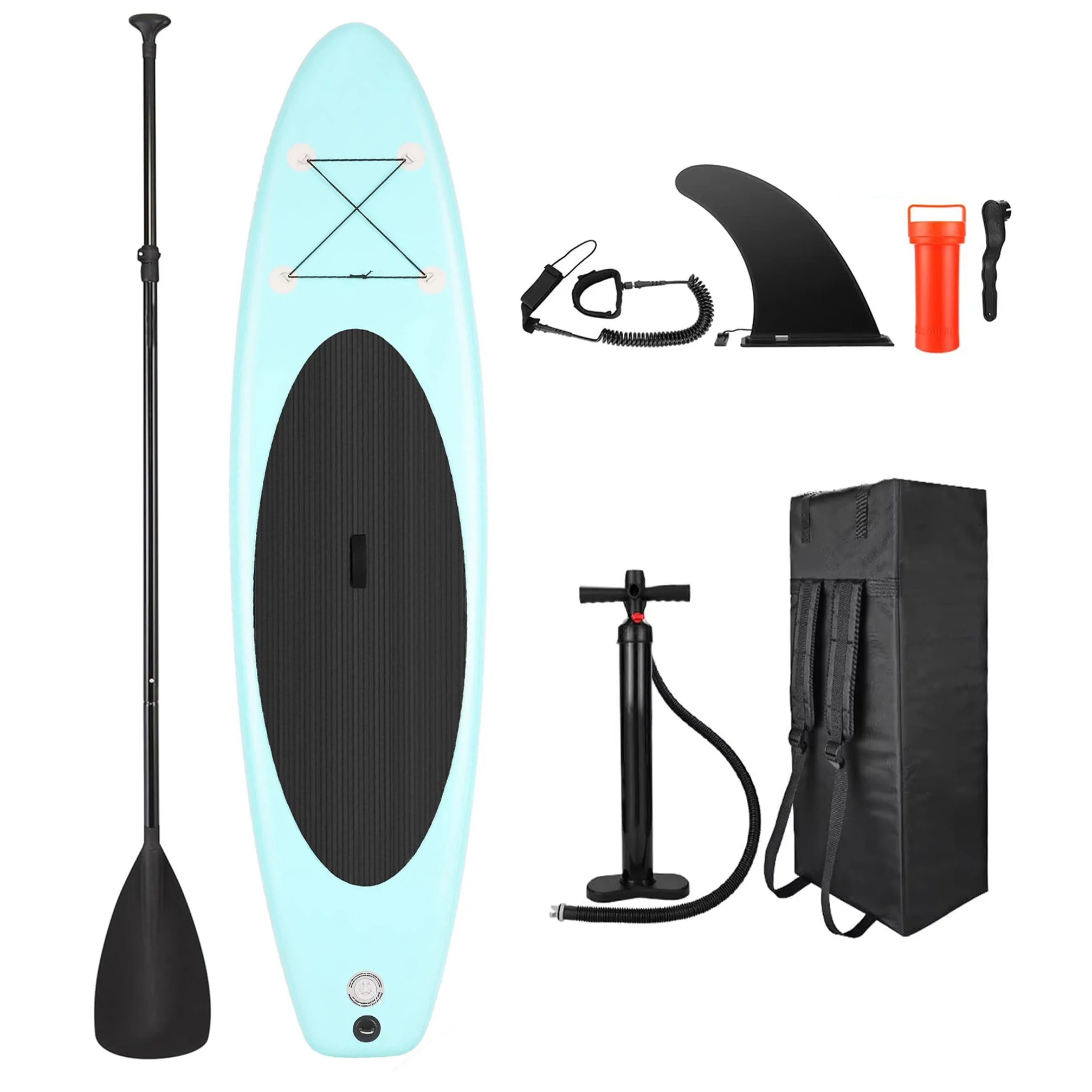 

Доска для серфинга стоя, надувная доска для серфинга с премиум-аксессуарами, нескользящая палуба, регулируемое весло и рюкзак для всех уровней навыков