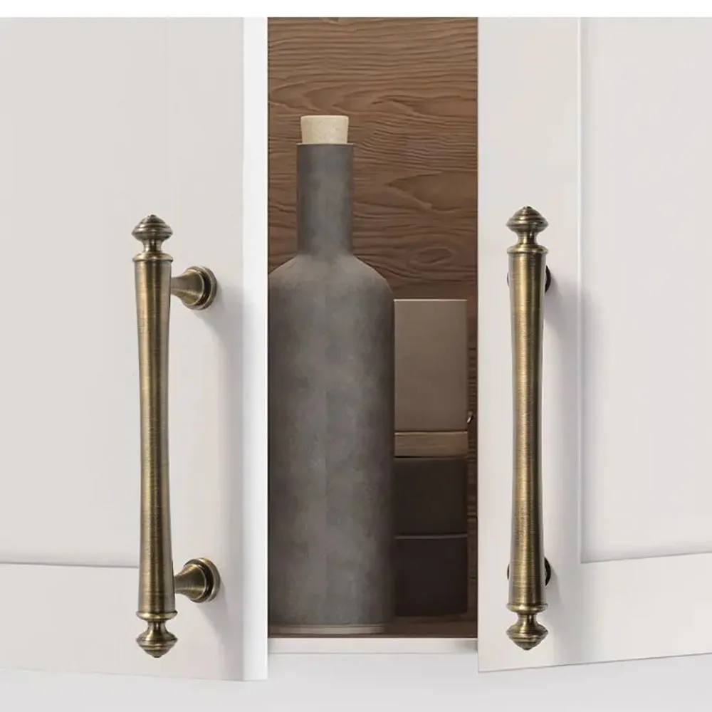 

Solid Antique Brushed Brass Shoe Cabinet Kitchen Cabinet Handle European Vintage Style Brass dresser Knobs Drawer Pull furniture