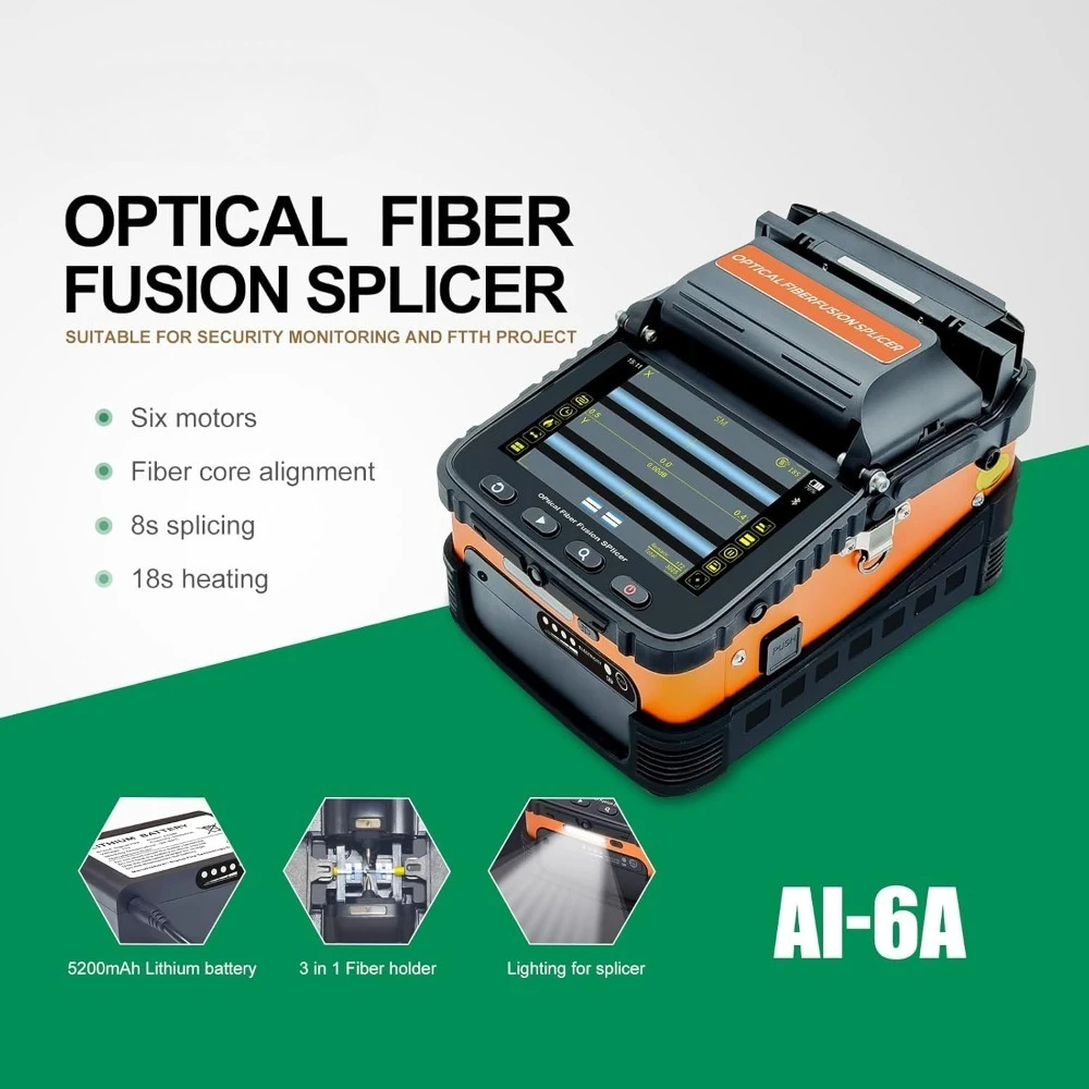 Spawarka światłowodowa Tools & Home Improvement Fusion Splicer AI-6A z funkcją spawania w 8 sekund i nagrzewania w 18 sekund