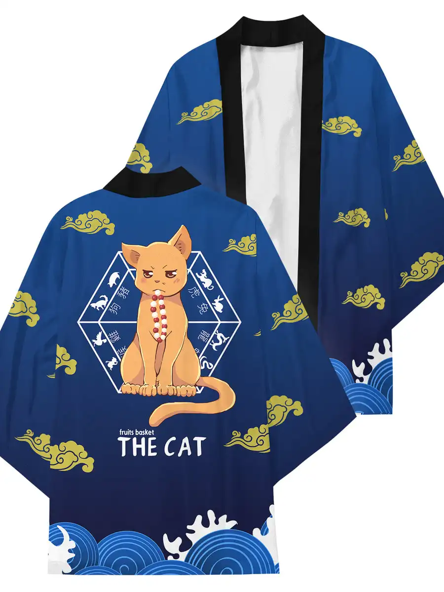 Kyo The Cat KimonoKimono Cape Loose Three-quarter Sleeve Cardigan Robe Haori