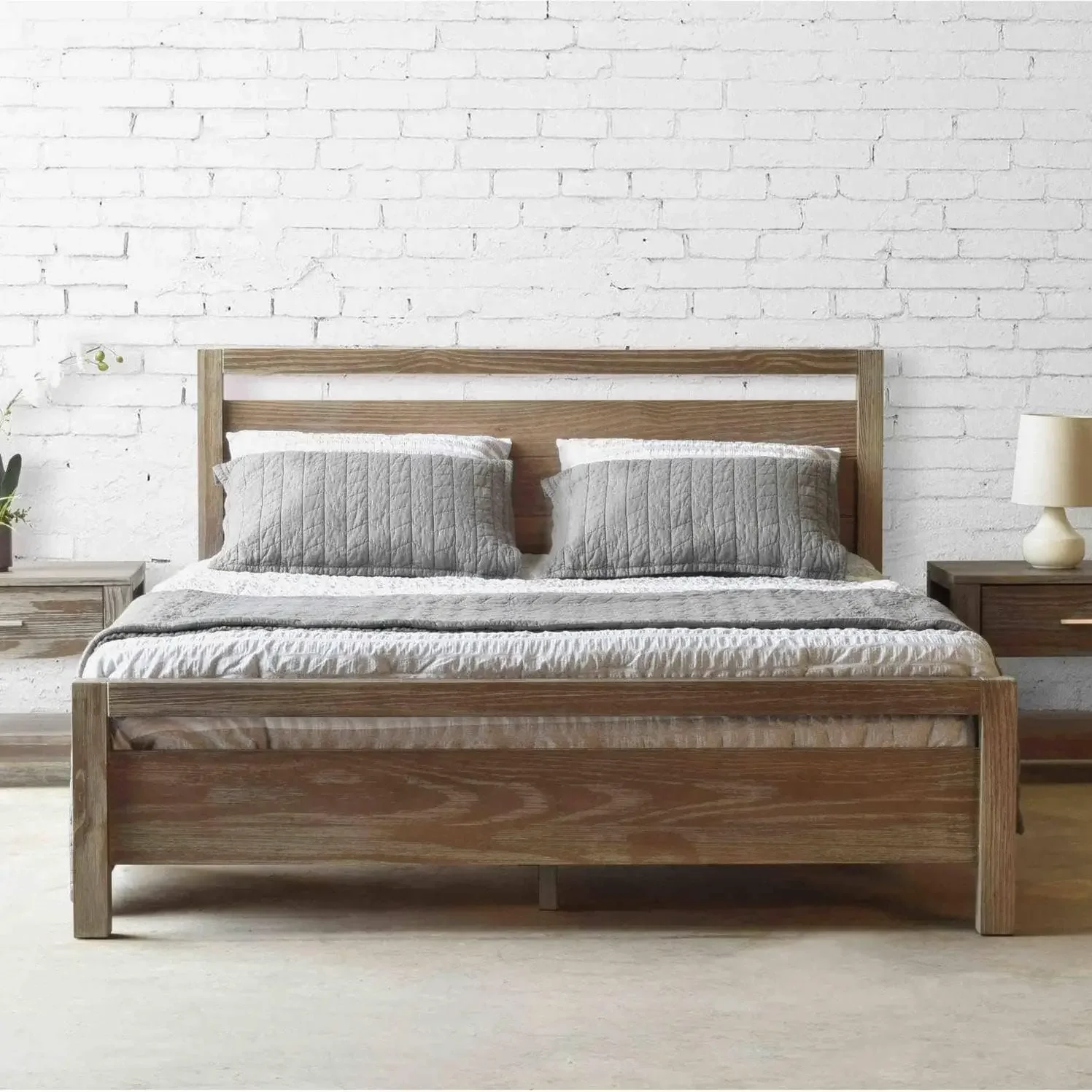 Beds Loft King Size Solid Wood Bed Easy To Assemble Made Of 100% Solid Pine Wood From Renewable Forests Weathered Pine