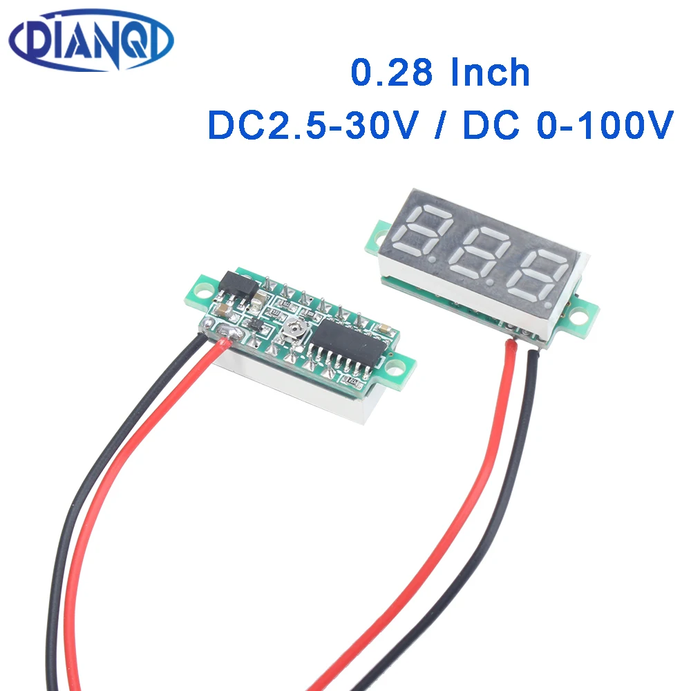 0.28 Inch DC LED Digital Voltmeter 0-100V Voltage Meter Auto Car Mobile Power Voltage Tester Detector 12V Red Green Blue Yellow