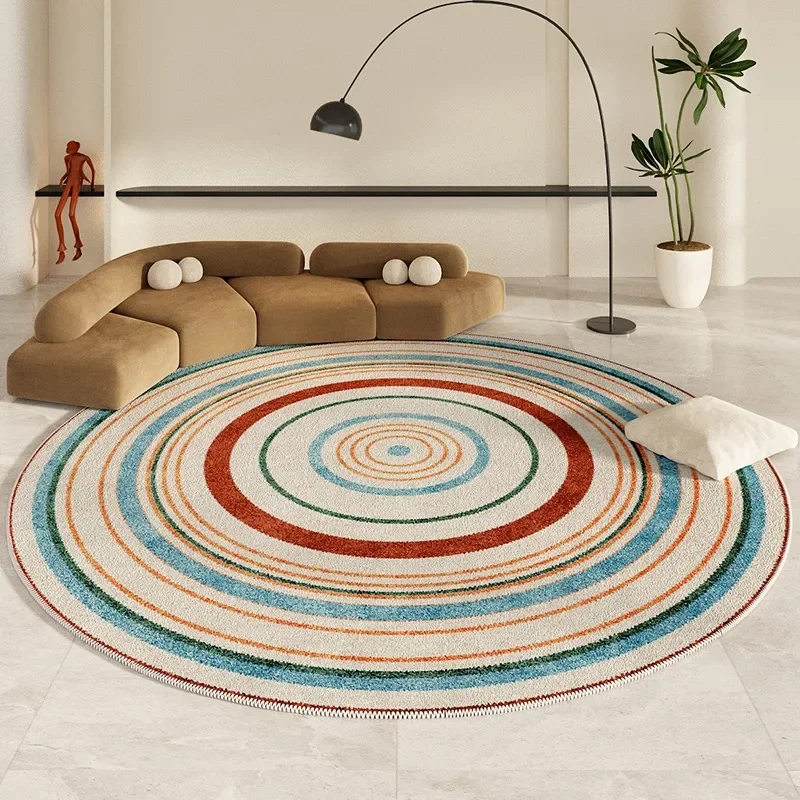 Round Living Room Carpet Persian Art Geometric Lines Bedroom Bedside Rug Sofa Coffee Table Swivel Chair Dressing Table Mat Tapis