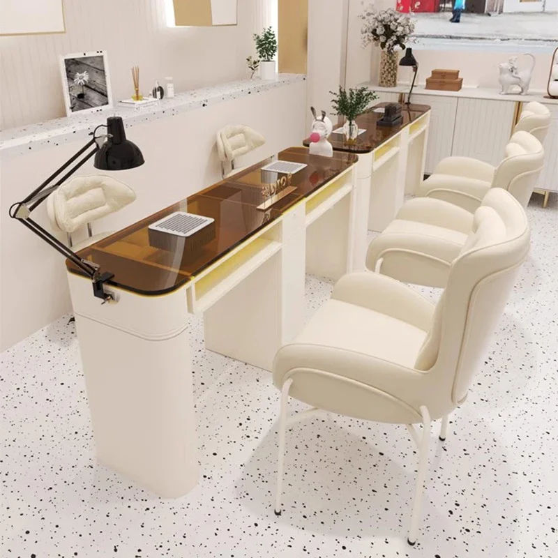 Manicure Table Modern Nordic Glass Salon Reception Desk Makeup Nail Tables Professional Gel Nails Nail Tech Supplies Furniture