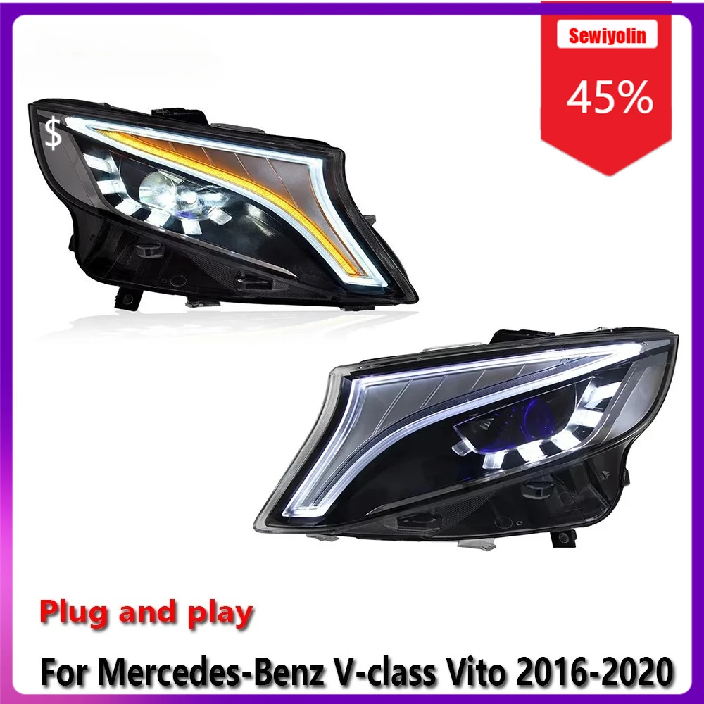 

Sewiyolin Car LED Lamp Headlight Assemblies For Benz Vito 2016-2023 Fog DRL Brake Turn Signal Lamp Plug and Play