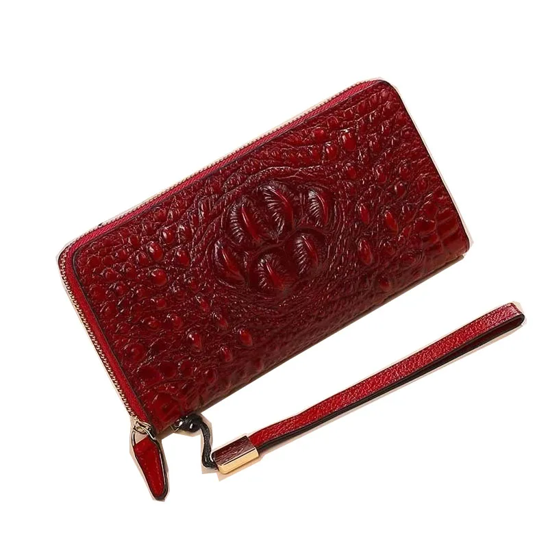 Alligator Pattern Ladies Wallet Genuine Leather Coin Purse Crocodile Cowhide Woman Purse Large Capacity Female Clutch Bag