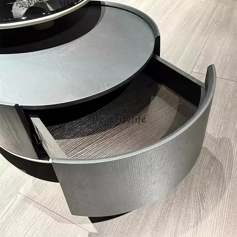 XX39Modern simple marble coffee table oval solid wood tea table