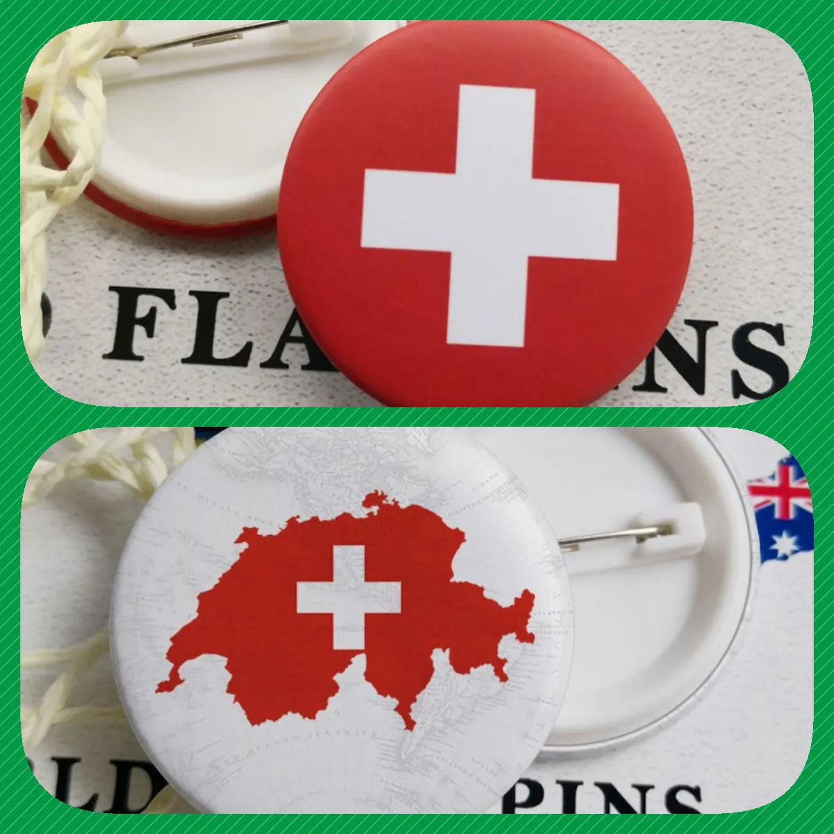 Switzerland Switzer Map Flag National Emblem National Flower Brooches Badges Lapel Pins
