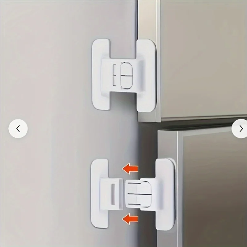 2PCS Door Safety Locks, Non Perforated Refrigerator Door Closer, Refrigerator Anti Opening Safety Lock, Water Dispenser Safety L
