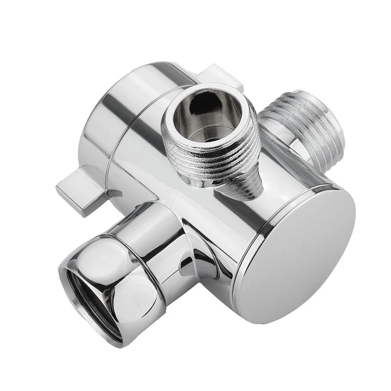 A93Z 1/2 inch 3-Way T-adapter Diverter Valve Adjustable Shower Head Arm Mounted Diverter Valve Bathroom Hardware Accessory