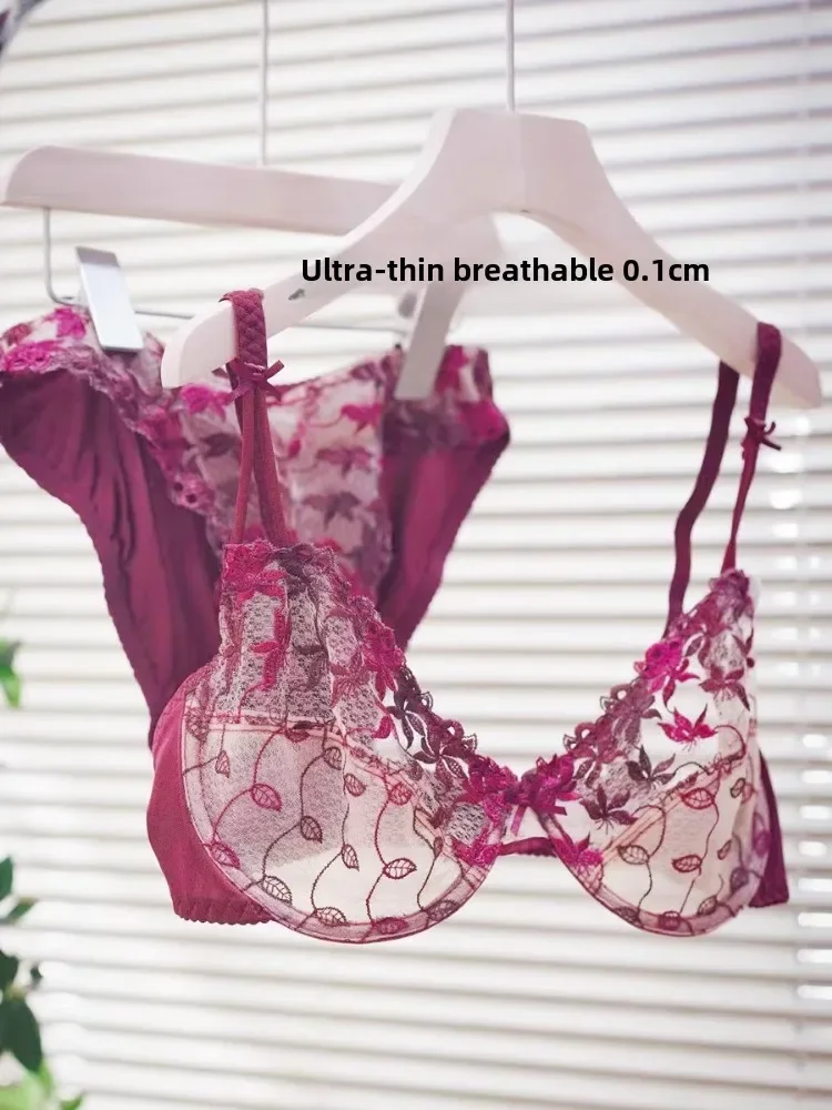 MOYISU Europe and The United States Sexy Underwire Underwear Plus Size Bra Set Big Breasts Red Women Underwear Bra Lace Bow