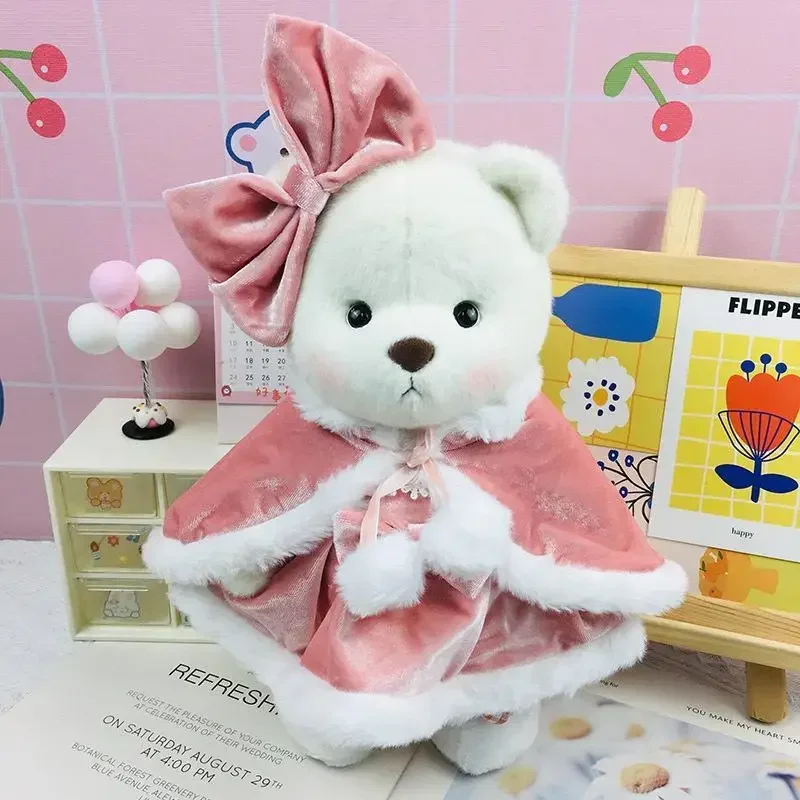 30cm roupas de boneca kawaii lina urso artesanal saia de natal terno de pelúcia brinquedo diy vestir-se presente das crianças dos desenhos animados anime acessórios