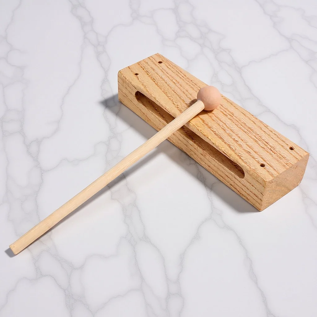 

Wood Block Solid Hardwood Percussion Instrument For Rhythm Music Loud Sound Smooth Edges Mounting Holes Musical Tool