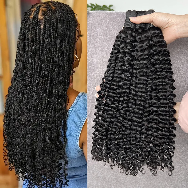 100g/Pcs Deep Curly Bulk Hair Weaving For Braiding 100% Unprocessed Human Hair Braiding Hair No Weft Curly Human Hair Bulk