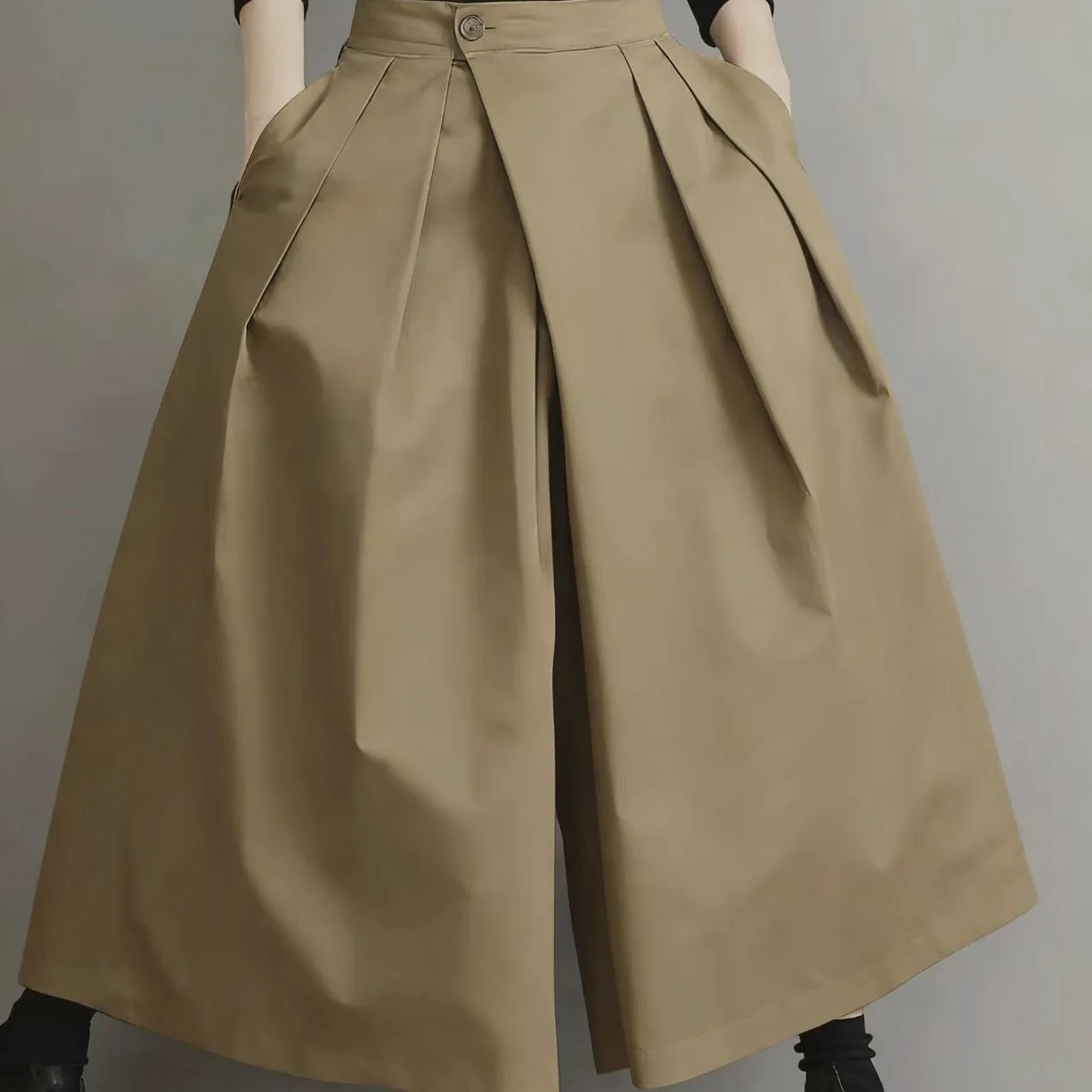 High Waist Wide Leg Pants Nine Points Loose Fit Pure Color Versatile Casual Trousers Spring Summer New Arrival Ladies' Premiu...