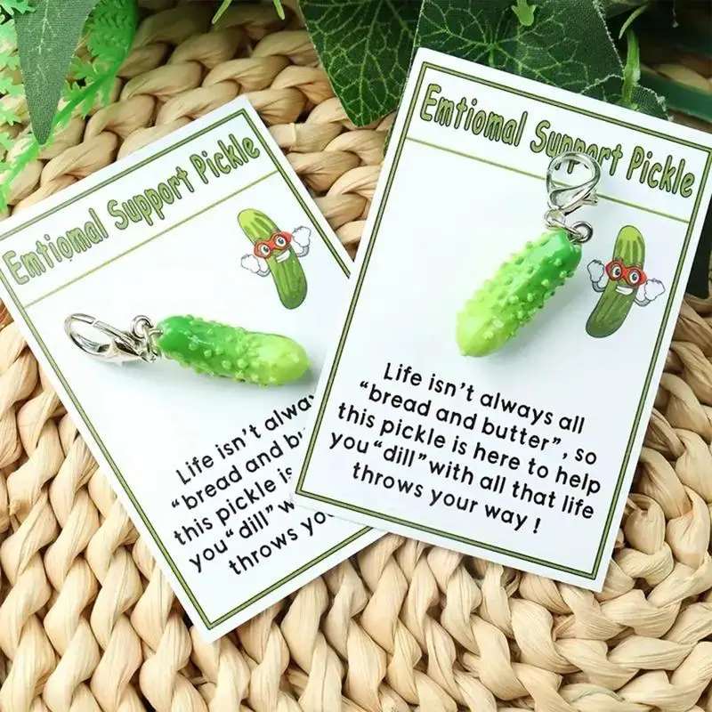 Mini Cucumber Keychain Inspirational Positive Vegetable Keychain Cute Employee Appreciation Gift Pickle Emotional Funny Card