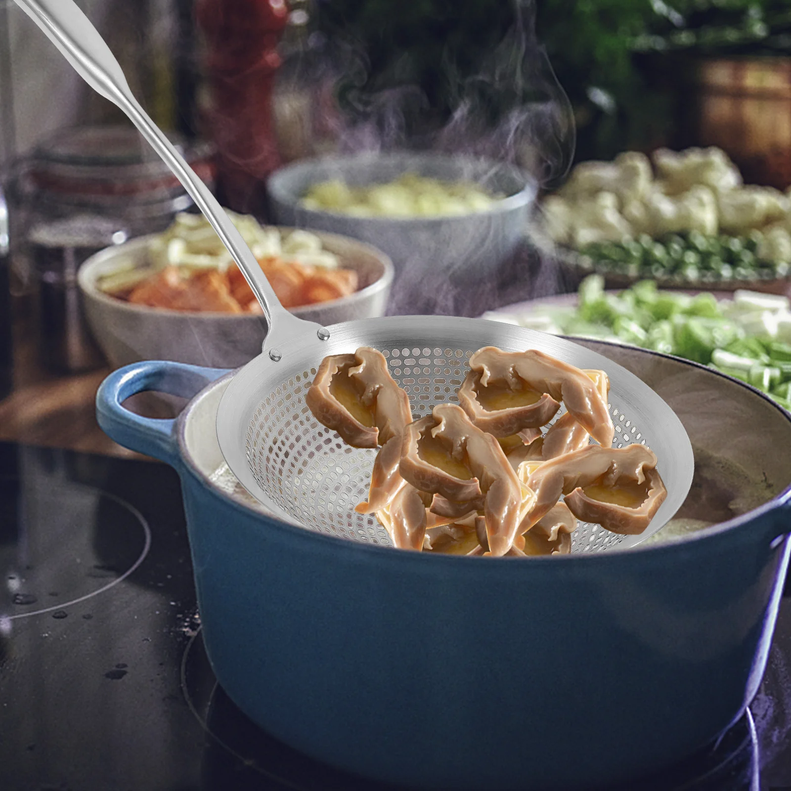 

Stainless Steel Strainer 304 Slotted Spoon Colander Long Handle Sieve Kitchen Utensils Metal Cooking Tool