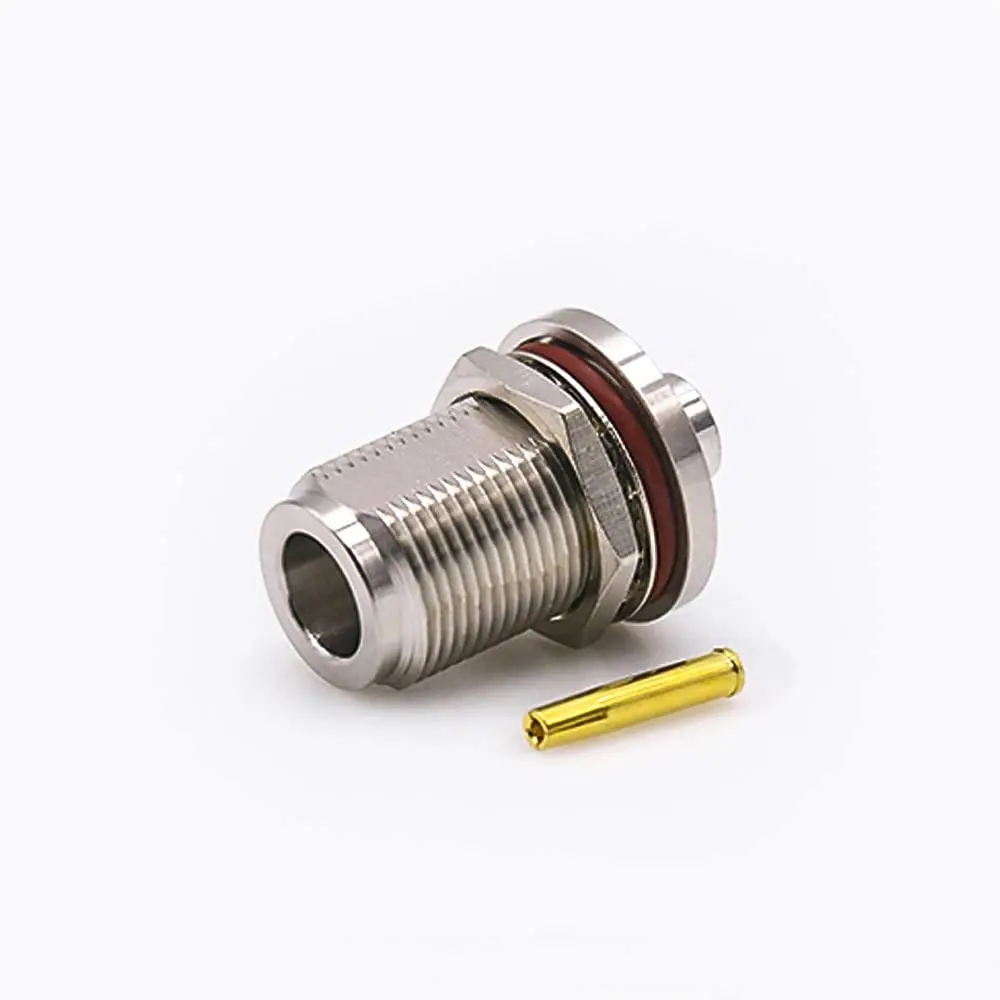 N Type Connector Bulkhead Waterproof Female Straight Solder Semi-Rigid 250 Cable