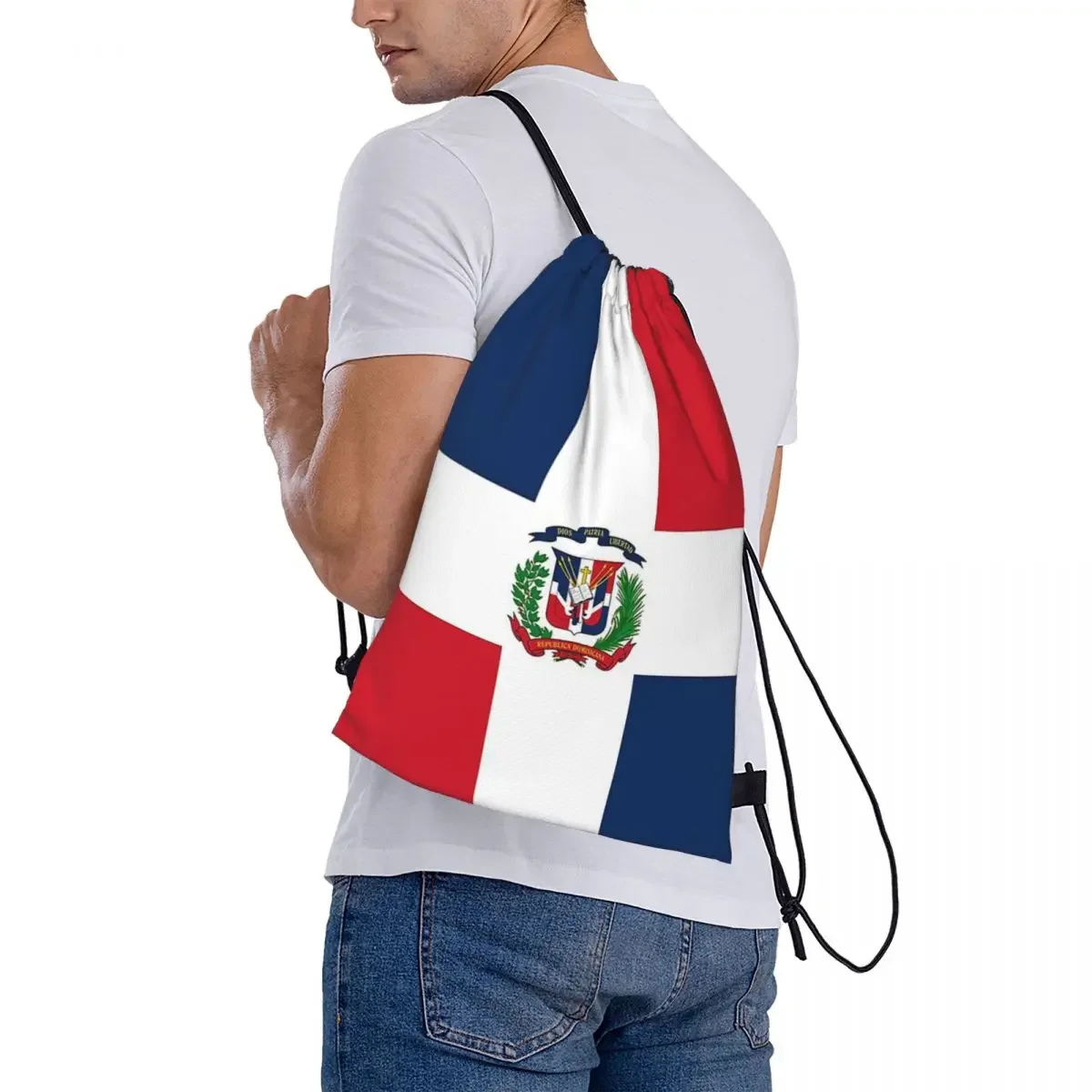 Dominican Republic Flag Gifts, Stickers And Other Products Backpacks Drawstring Bags Drawstring Bundle Pocket Sports Bag BookBag