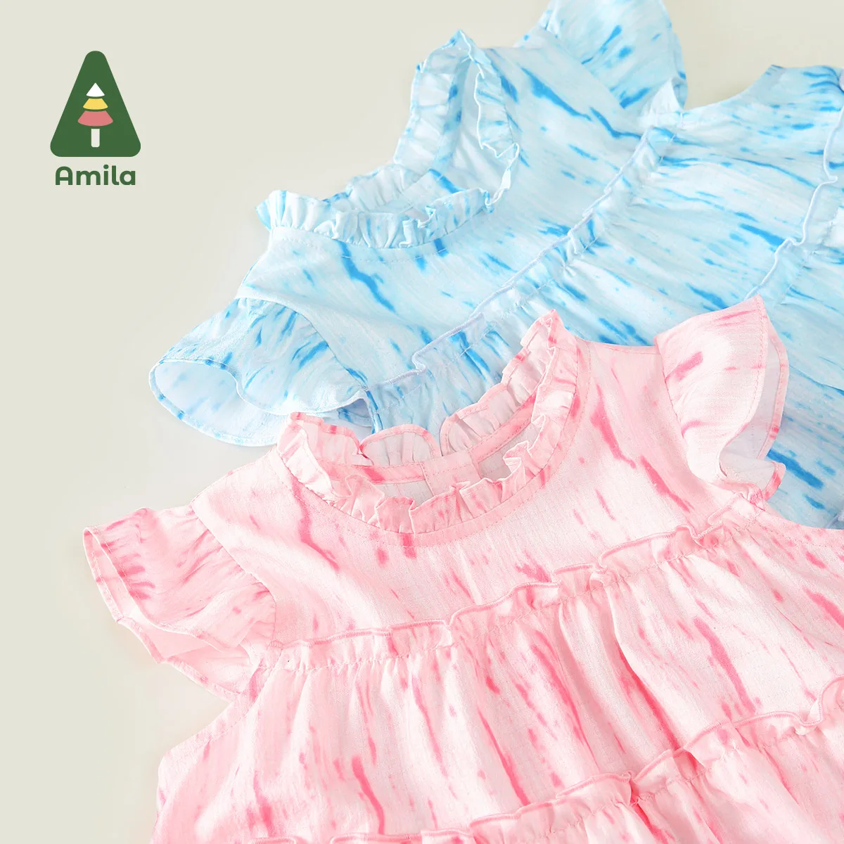 Amila 2024 Summer New Girls Family Dress Sweet Comfortable and Breathable Mother &Daughter Floral Princess Dress