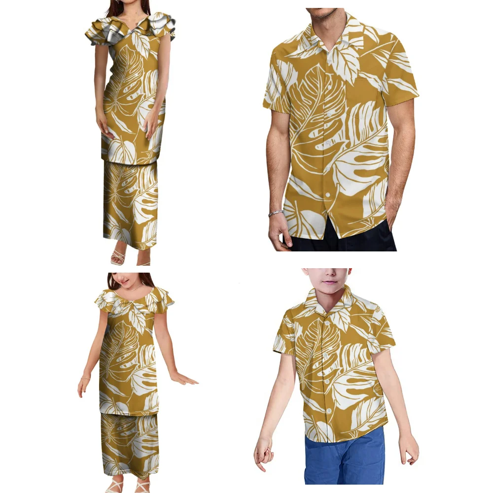 Pacific Island Clothing Polynesian Custom Wholesale House Party Party Clothing Mother Daughter Puletasi Father Son Shirt