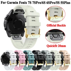 Quickfit Silicone Watchband 20mm Strap Compatible with Garmin Fenix 8-43mm 7S pro 6S pro 5S plus Smartwatch Wristband Bracelet