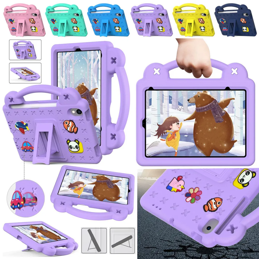 For Lenovo Tab M10 TB-X505X/F X605F P10 TB-X705F/L Cute Panda Pattern Kids Case Shockproof EVA Hand Holder Bracket Tablet Cover