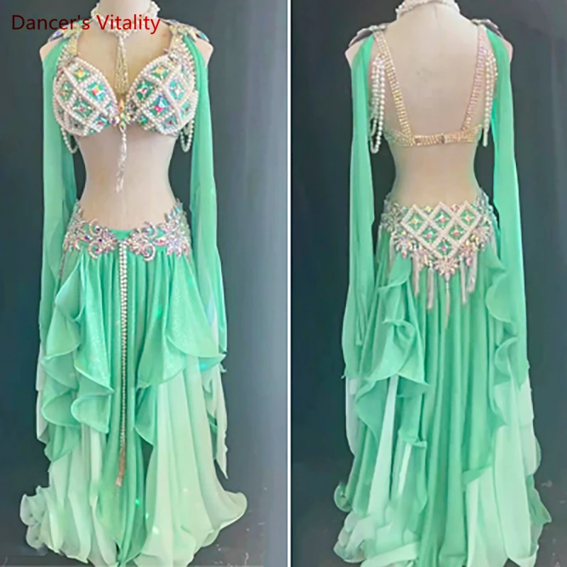 

Belly Dance Performance Costumes Set Cusomized Adult Children Belly Danicng Senior Stones Competition Set Oriental Dance Outfit