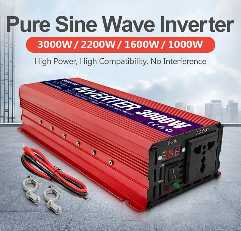 For Industrial Emergency Outdoor Use 1000W 2200W 3000W AC 220V DC 12V 24V Frequency 60HZ Durable Pure Sine Wave Power Inverter