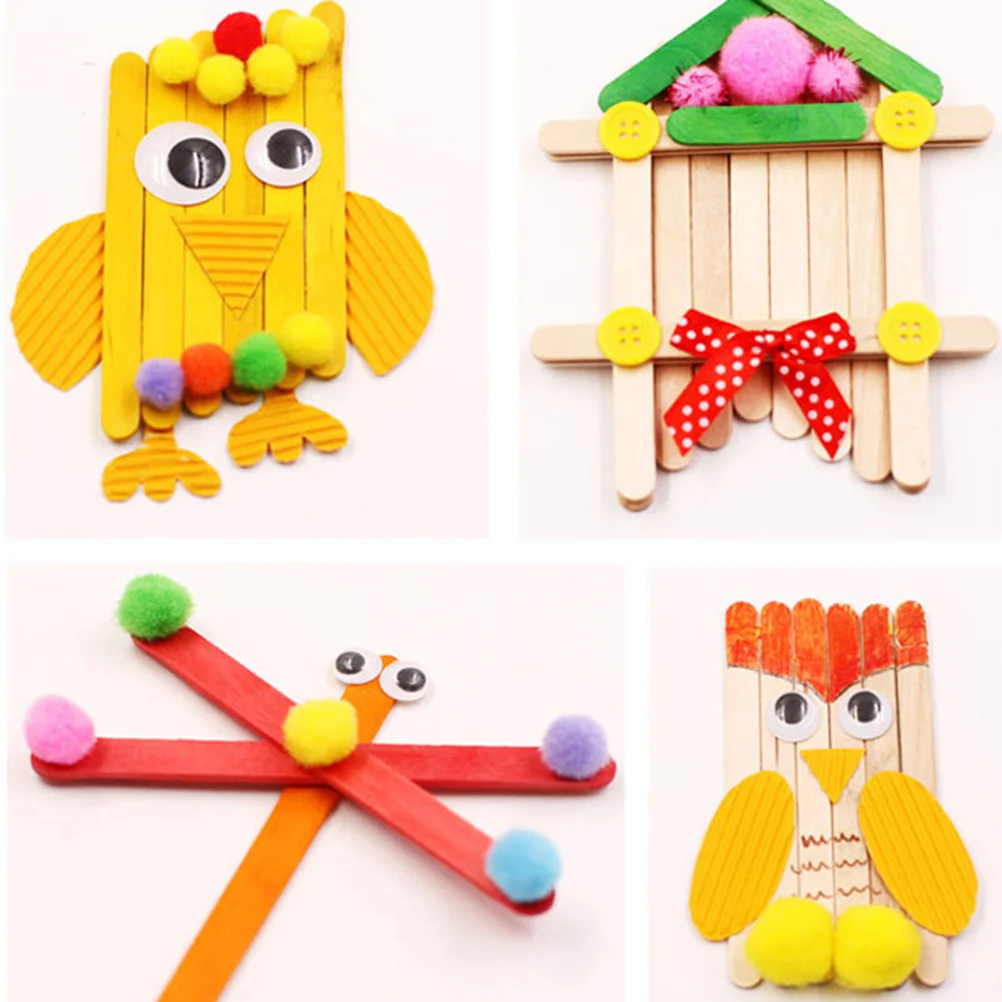 ไม้สำหรับงานฝีมือ DIY 50 ชิ้น ขนาด 114 มม. สีต่างๆ ไม่เคลือบแว็กซ์ เรียบเนียน สำหรับเด็ก งานในห้องเรียน งานปาร์ตี้ แคมป์ งานประดิษฐ์ ไม้ไอศกรีม อุปกรณ์ศิลปะ