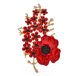 Wuli&baby Beautiful Poppy Flowers Brooches For Women Unisex Rhinestone Enamel Charming Flower Plants Party Office Brooch Pins