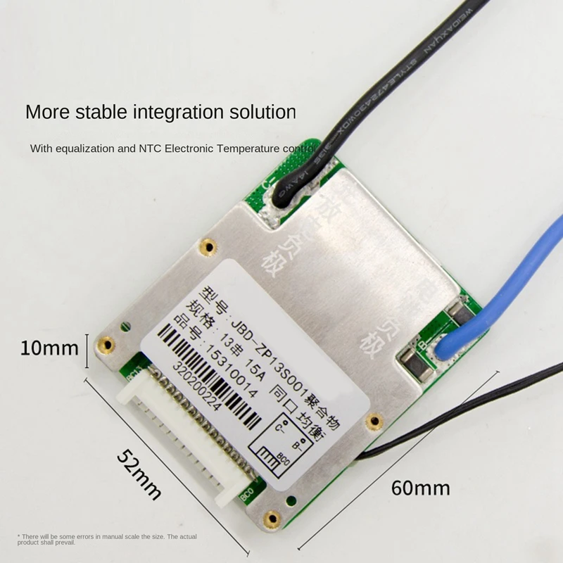 13S 48V Ternary Lithium Battery Protection Board BMS Same Port With Equalization Temperature Control