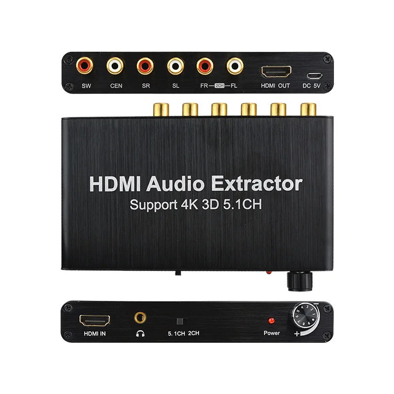 4K HDMI 5.1CH Audio Extractor Decoder HDMI AC3/DTS Sound Extractor RCA 5.1 Channel Amplifier Analog Converter for PS4 DVD Player