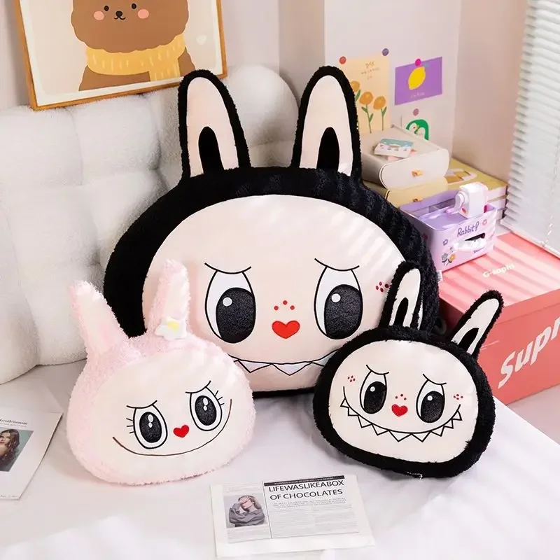 Labubu Kawaii MINISO Anime Children Throw Pillow Cushion Cute Girl Heart Plush Toy Dormitory Living Room Lovely Doll Gifts Toys