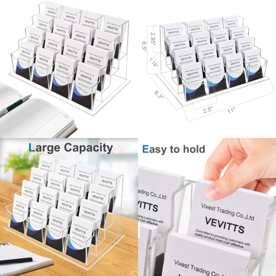 

Business Card Holder for Desk, Office Acrylic Business Card Display Holder Desktop Organizer Storage Cards Holders, Clear 4 Tie