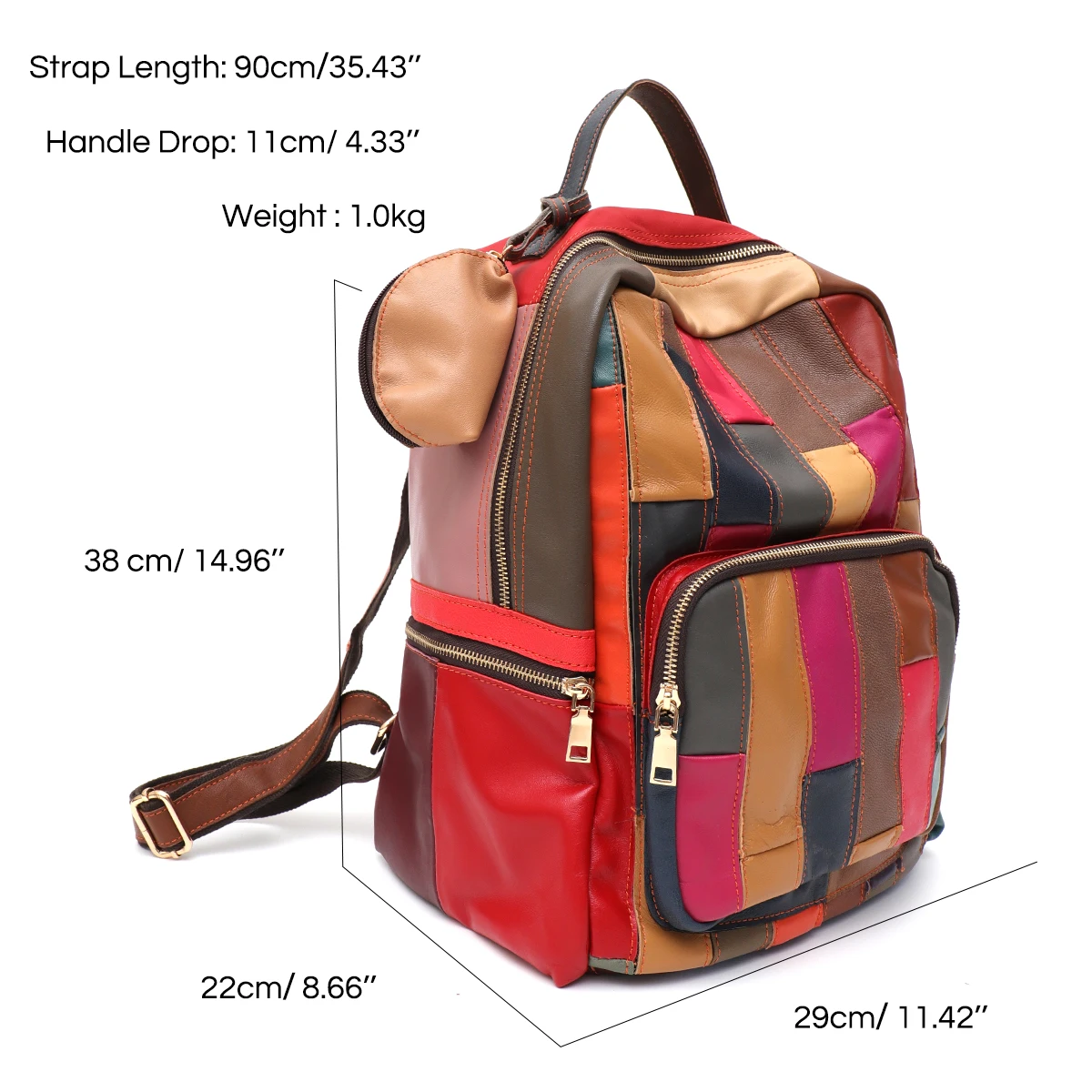 SC Ultra Large Capacity Backpack Colorful Leather Patchwork Women Casual Real Lambskin Shoulder Bag Soft Slouchy Retro Knapsack