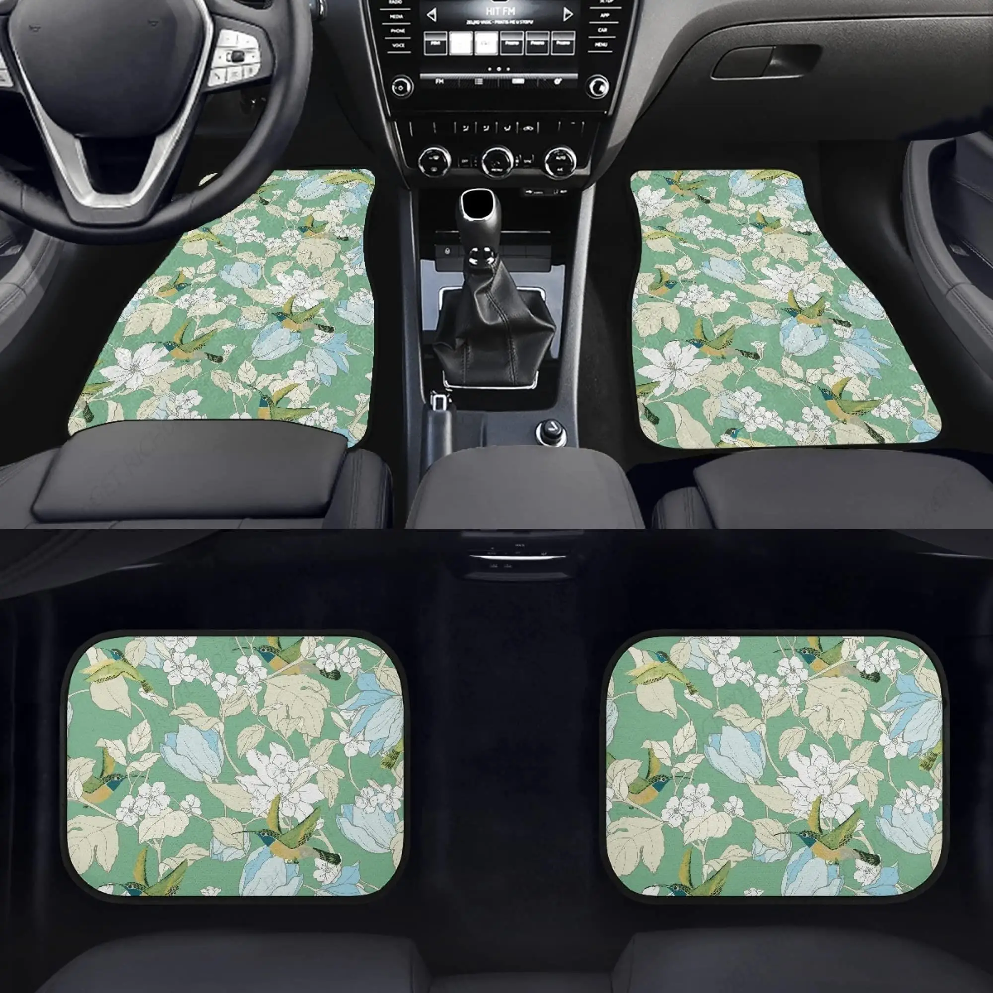 

Alfombra Suelo Con Estampado Ver Colibrí Floral 4-Pieces Para Automóviles, Alfombrillas Goma Para SUV, Camión, Furgoneta, Al