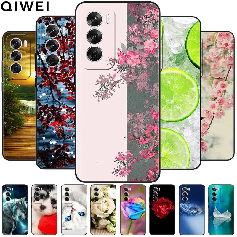 For OPPO Reno 12 5G Case Global Flowers Printed Soft Silicon Back Covers for Oppo Reno12 Pro Beautiful Phone Cases On Reno 12Pro