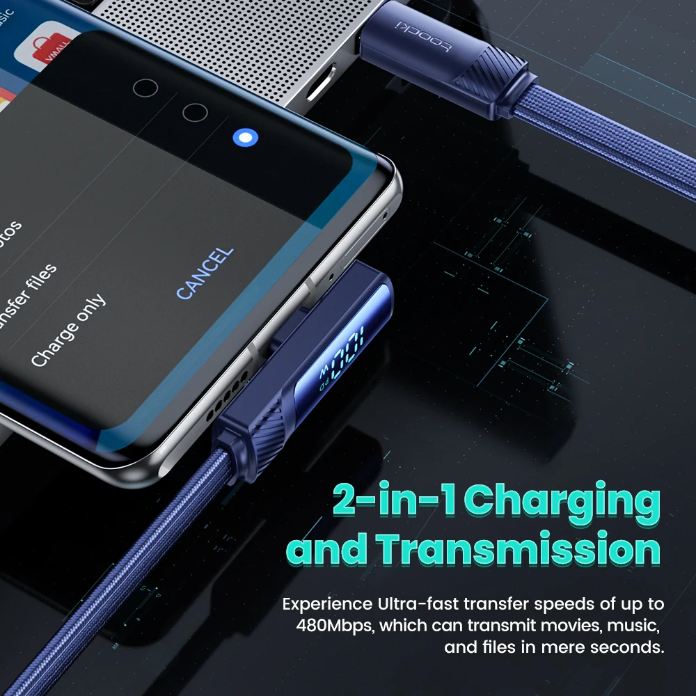 Toocki PD100W USB نوع C إلى USB C كابل 90 درجة آيفون 16 15 برو آي باد شاومي سامسونج هواوي شحن سريع كابل الألعاب